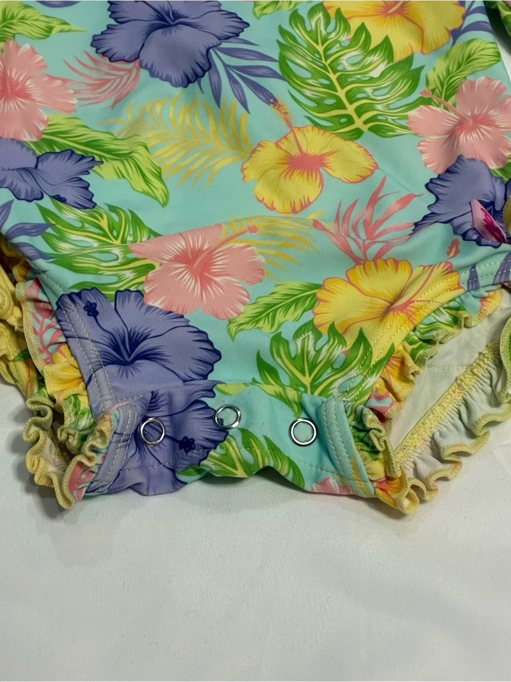 RuffleButts Baby Girls Tropical Floral Rash Guard Swimsuit 6-12M